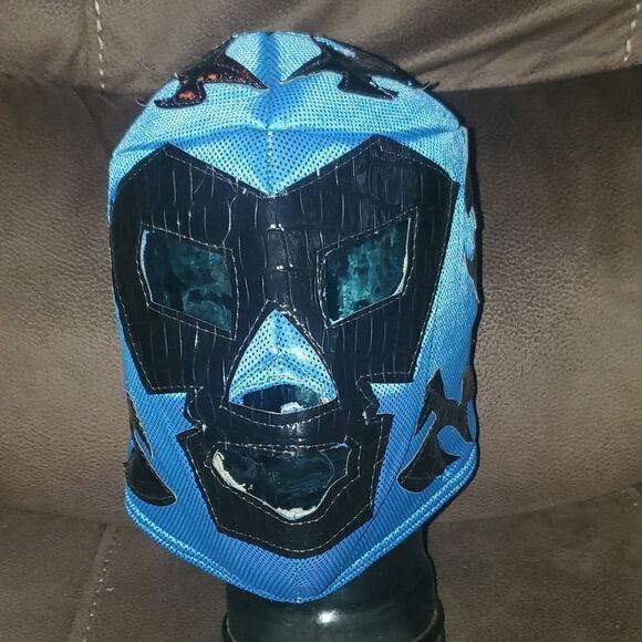 Lucha Libre Wrestling Mask Blue Black Nacho Libre - Picture 1 of 5